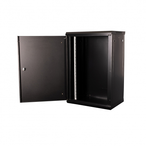 Шкаф 19" телекоммуникационный настенный,  18U 901x600х450 мм, дверь металл, черный